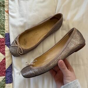 CHRISTIAN LOUBOUTIN Multi Color Glitter Ballet Flats Size 37.5
